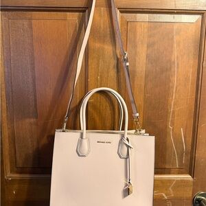 Michael Kors Pale Pink Leather Satchel with Detachable Strap